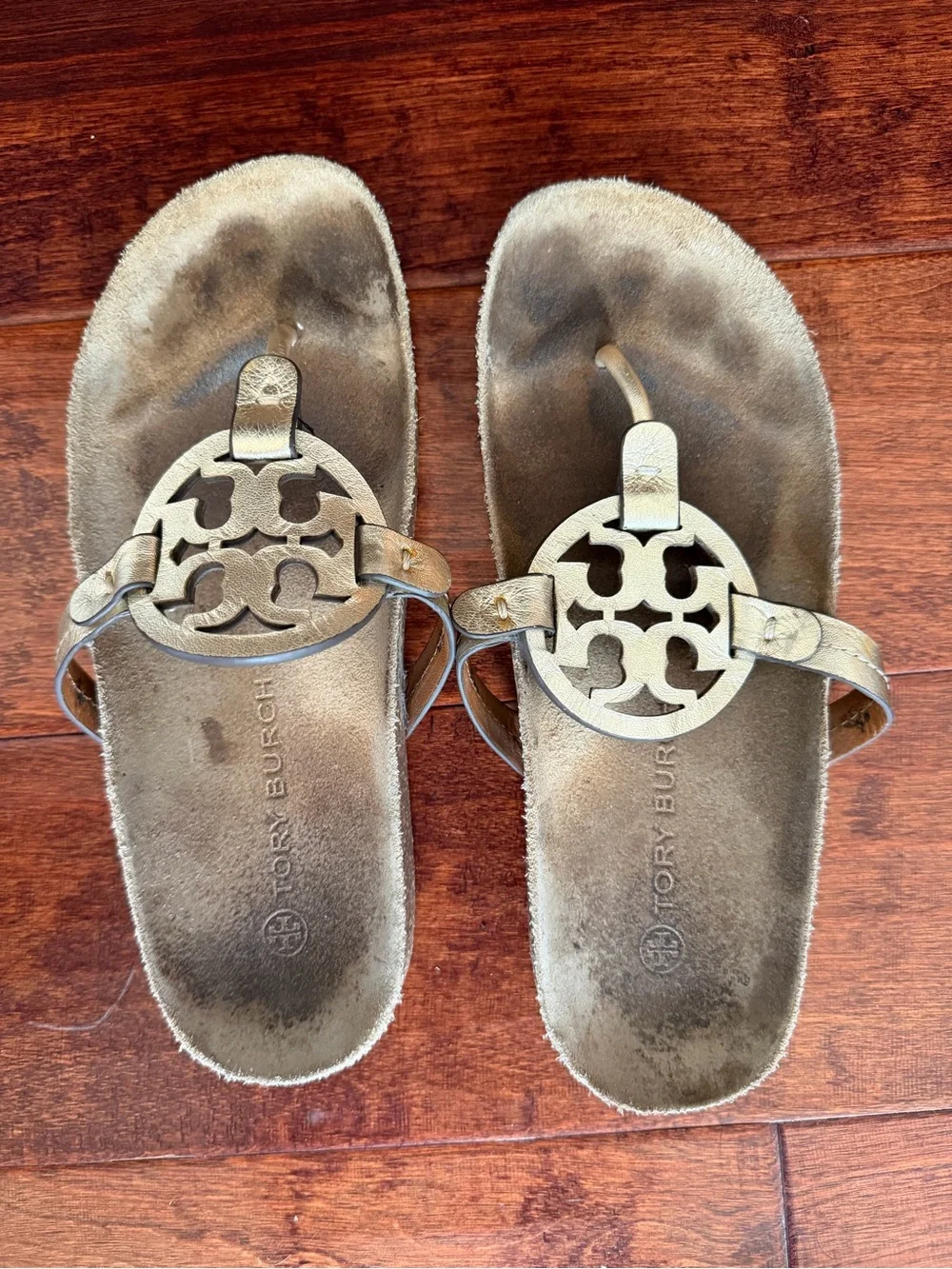 Tory Burch Gold Logo Thong Sandals 7.5